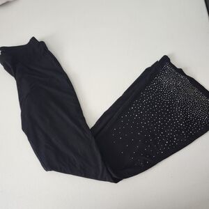 Vocal Black Flared Pants with Rhinestone Accent